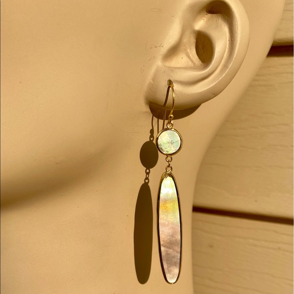 Sterling Silver Grey Mother of Pearl MOP Earrings Mermaid-Core Mermaidcore - Picture 12 of 16